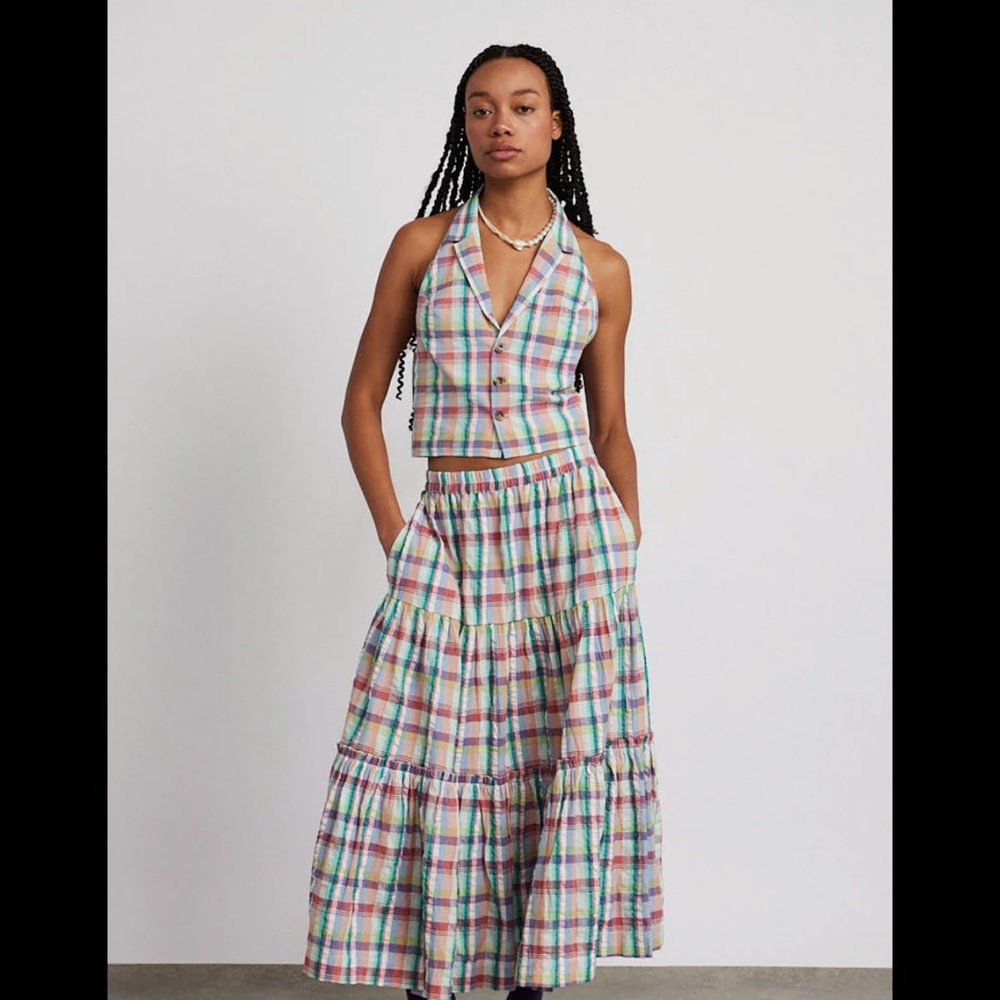 DAMSON MADDER Thea Midi Skirt Picnic Check